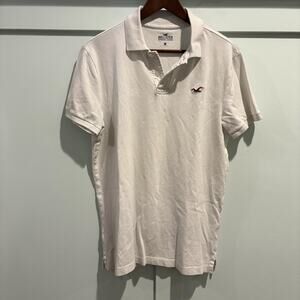 Hollister Polo Shirt Mens Medium White Advanced Stretch Embroidered Logo Classic